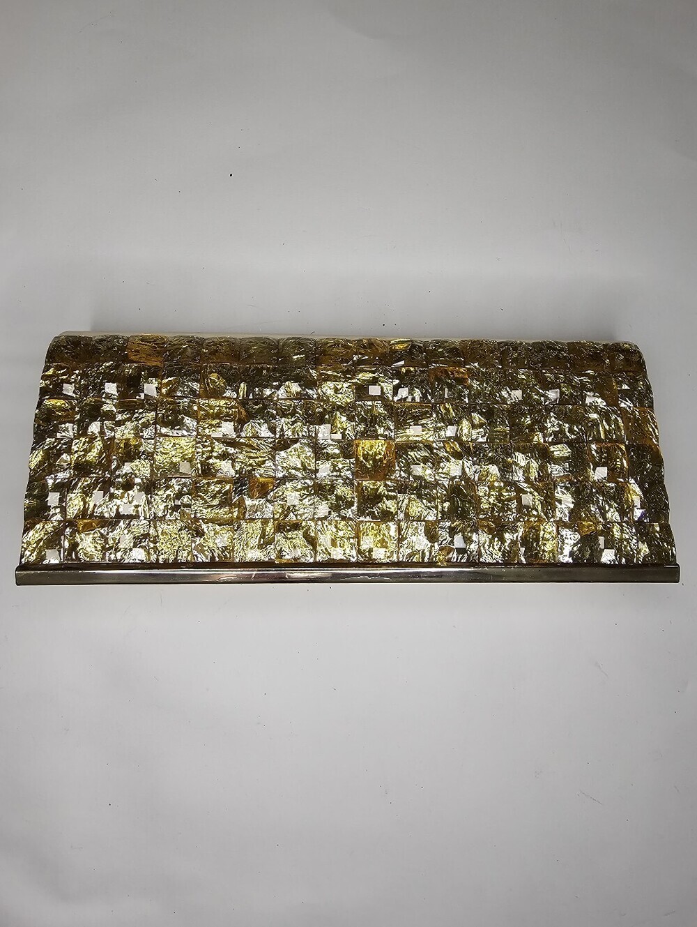 Gold Metallic Mosaic Tile Evening Clutch with Chain for Crossbody/Shoulder Bag